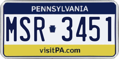 PA license plate MSR3451