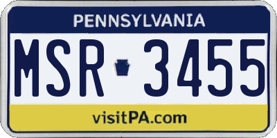 PA license plate MSR3455