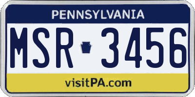 PA license plate MSR3456