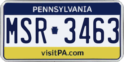 PA license plate MSR3463