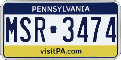 PA license plate MSR3474