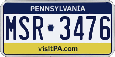 PA license plate MSR3476