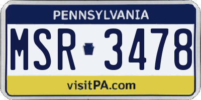 PA license plate MSR3478