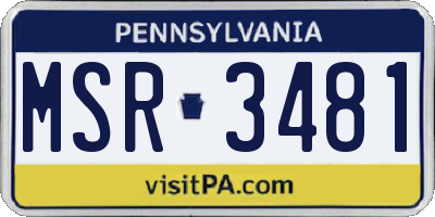 PA license plate MSR3481