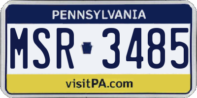 PA license plate MSR3485