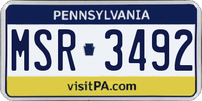 PA license plate MSR3492