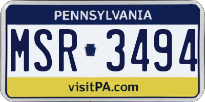 PA license plate MSR3494