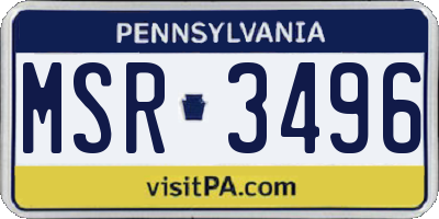PA license plate MSR3496