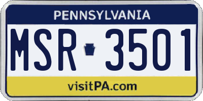 PA license plate MSR3501