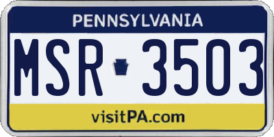 PA license plate MSR3503