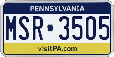 PA license plate MSR3505