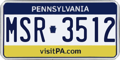 PA license plate MSR3512