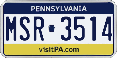 PA license plate MSR3514