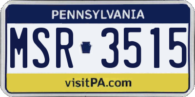 PA license plate MSR3515