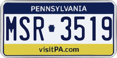 PA license plate MSR3519