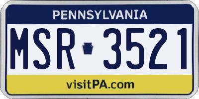 PA license plate MSR3521