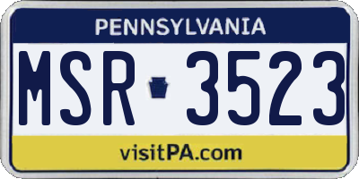 PA license plate MSR3523
