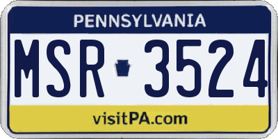 PA license plate MSR3524