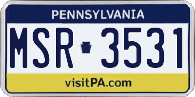 PA license plate MSR3531