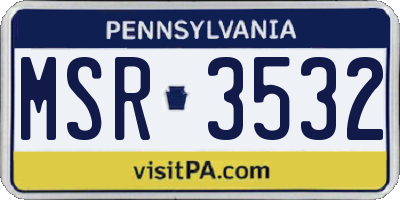 PA license plate MSR3532