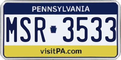 PA license plate MSR3533