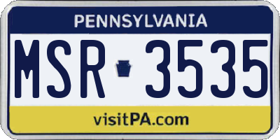 PA license plate MSR3535
