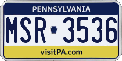 PA license plate MSR3536