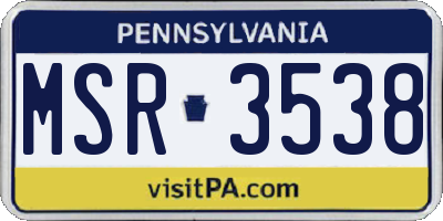 PA license plate MSR3538