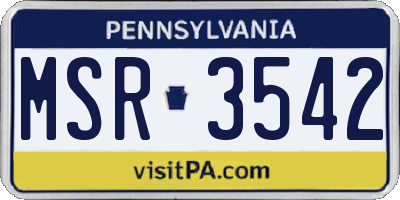 PA license plate MSR3542