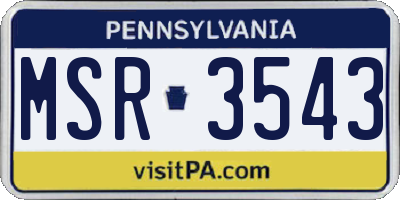PA license plate MSR3543