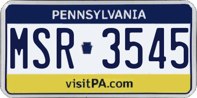 PA license plate MSR3545