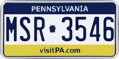 PA license plate MSR3546