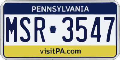 PA license plate MSR3547