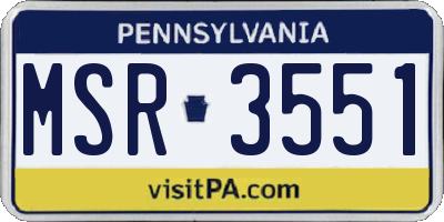 PA license plate MSR3551