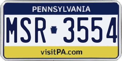 PA license plate MSR3554