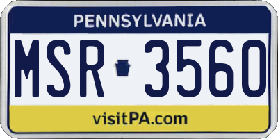 PA license plate MSR3560