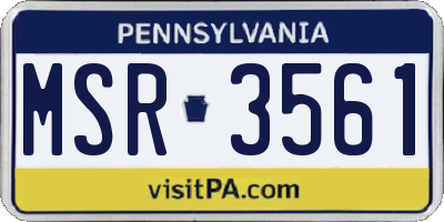 PA license plate MSR3561