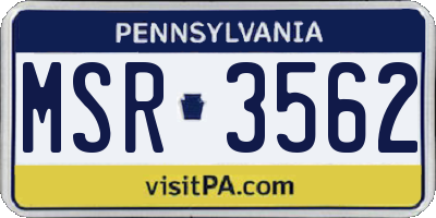 PA license plate MSR3562