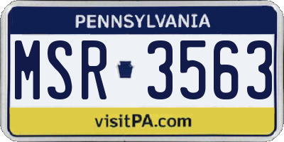 PA license plate MSR3563