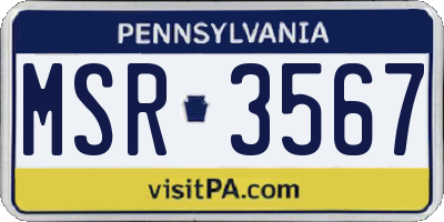 PA license plate MSR3567