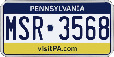 PA license plate MSR3568