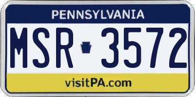 PA license plate MSR3572