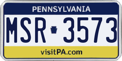 PA license plate MSR3573