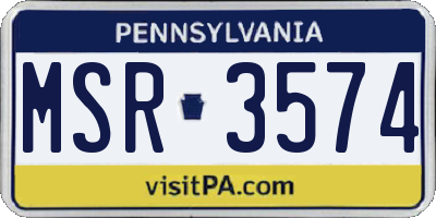 PA license plate MSR3574