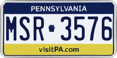 PA license plate MSR3576