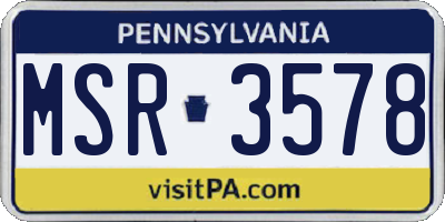 PA license plate MSR3578