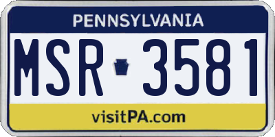 PA license plate MSR3581
