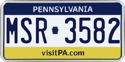 PA license plate MSR3582