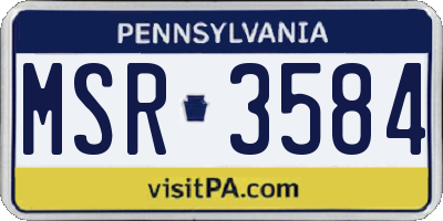 PA license plate MSR3584