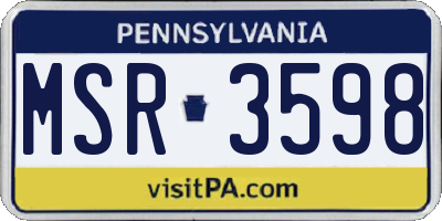 PA license plate MSR3598